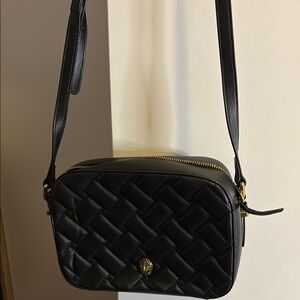 Kurk Geiger Black and Gold Quilted Crossbody Bag